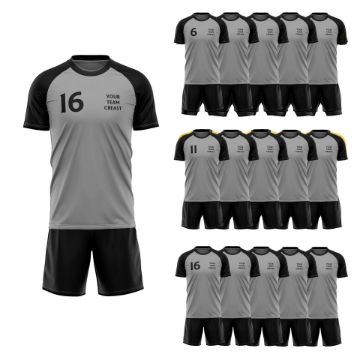 Picture of Lot of 15 Unisex Soccer Apparel (Jersey and Shorts) Custom Made for You in Any Ten Sizes with Numbers and Logo. Style 218