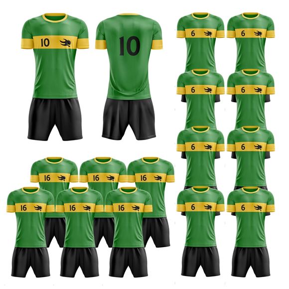 Picture of Lot of 15 Soccer Apparel (Jersey and Shorts) Custom Made for You with Numbers and Logo on Jersey. Style 109. Special