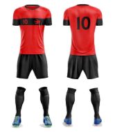 Picture of Custom Made Soccer Game Uniform Kits with Team Logo and Player Numbers. Style N109C.