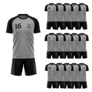 Picture of Lot of 15 Unisex Soccer Apparel (Jersey and Shorts) Custom Made for You in Any Ten Sizes with Numbers and Logo. Style 218