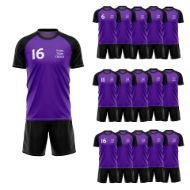 Picture of Lot of 15 Unisex Soccer Apparel (Jersey and Shorts) Custom Made for You in Any Ten Sizes with Numbers and Logo. Style 218