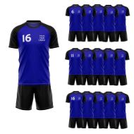 Picture of Lot of 15 Unisex Soccer Apparel (Jersey and Shorts) Custom Made for You in Any Ten Sizes with Numbers and Logo. Style 218