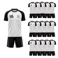 Picture of Lot of 15 Unisex Soccer Apparel (Jersey and Shorts) Custom Made for You in Any Ten Sizes with Numbers and Logo. Style 218