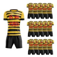 Picture of Lot of 15 Unisex Soccer Apparel (Jersey and Shorts) Custom Made for You in Any Ten Sizes with Numbers and Logo. Style 126.