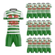 Picture of Lot of 15 Unisex Soccer Apparel (Jersey and Shorts) Custom Made for You in Any Ten Sizes with Numbers and Logo. Style 126.