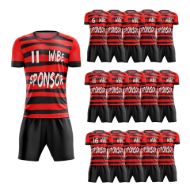 Picture of Lot of 15 Unisex Soccer Apparel (Jersey and Shorts) Custom Made for You in Any Ten Sizes with Numbers and Logo. Style 126.