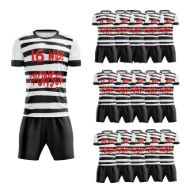 Picture of Lot of 15 Unisex Soccer Apparel (Jersey and Shorts) Custom Made for You in Any Ten Sizes with Numbers and Logo. Style 126.
