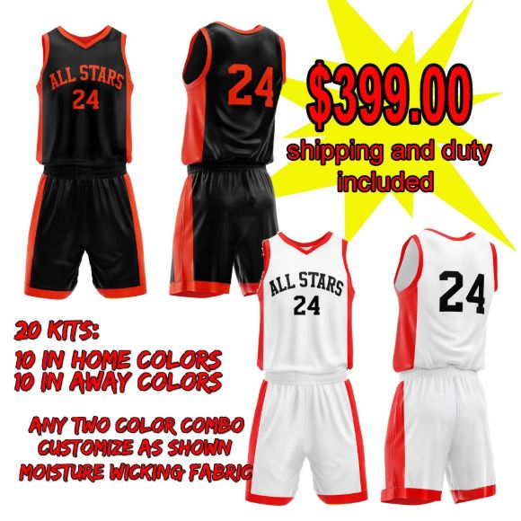 Picture of Lot of 20 Basketball Apparel (Jersey and Shorts) Custom Made for You with Numbers and Team Name. Style 514. Special