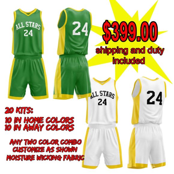 Picture of Lot of 20 Basketball Apparel (Jersey and Shorts) Custom Made for You with Numbers and Team Name. Style 514. Special
