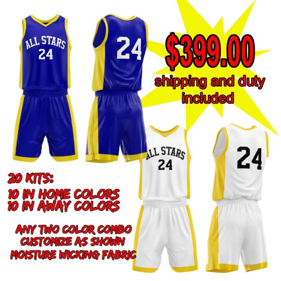 Picture of Lot of 20 Basketball Apparel (Jersey and Shorts) Custom Made for You with Numbers and Team Name. Style 514. Special