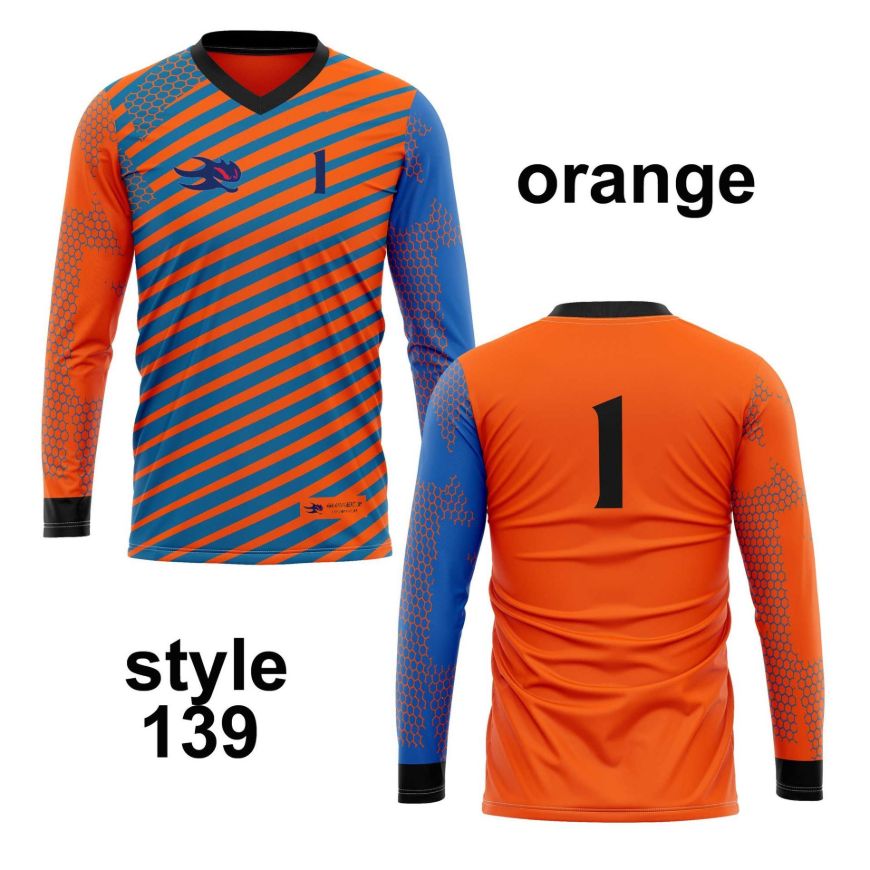 Picture of Goal Keeper Jersey with Padded Elbows, Lightweight Fabric, Sublimated Design and Full Sleeves. Unisex Soccer Shirt.