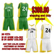 Picture of Lot of 20 Basketball Home and Away Uniforms Style N514-Special Custom Made.