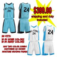 Picture of Lot of 20 Basketball Home and Away Uniforms Style N514-Special Custom Made.